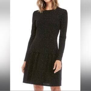 MICHAEL Michael‎ Kors drop waist embellished dress w/shirred skirt black velvet